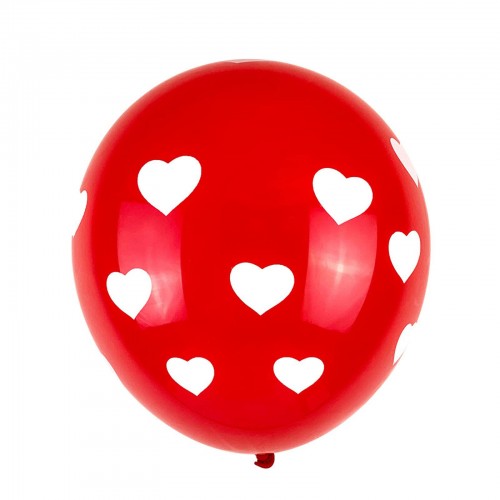 Kalp Baskılı Kırmızı Helyum Balon (Ek Ürün Olarak Satılır)