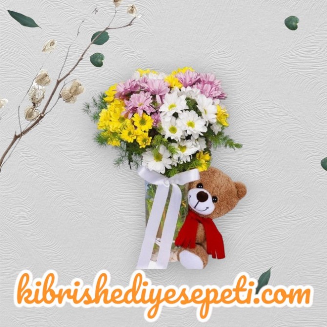 Renkli Papatyalar Sevimli Ayıcık Renkli Papatyalar Sevimli Ayıcık