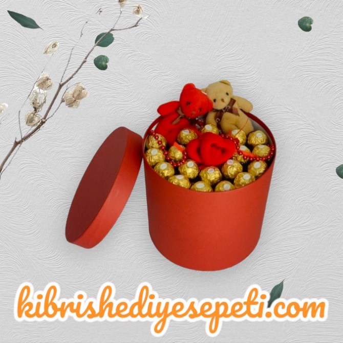 Büyük Boy Silindir Kutuda 2 Ayıcık ve 20 Çikolata Büyük Boy Silindir Kutuda 2 Ayıcık ve 20 Çikolata