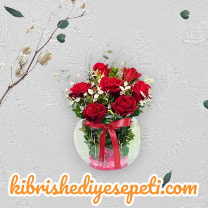 Akvaryumda 7 Kırmızı Gül Akvaryumda 7 Kırmızı Gül