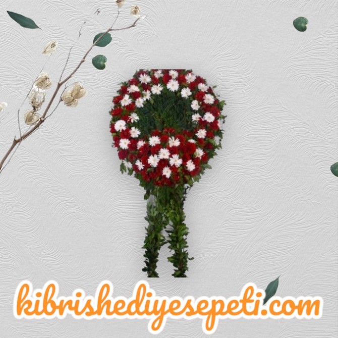 Ayaklı Kırmızı Beyaz Cenaze Çelenk Ayaklı Kırmızı Beyaz Cenaze Çelenk