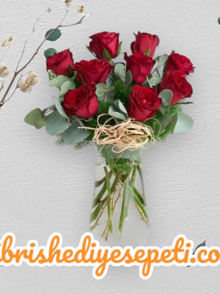 Vazoda 9 Kırmızı Gül