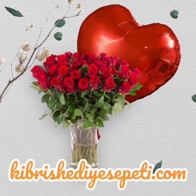 40 Kırmızı Gül ve Balon 40 Kırmızı Gül ve Balon