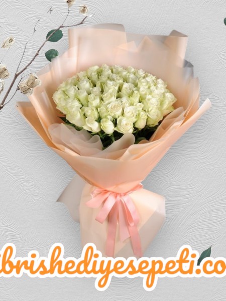 51 Beyaz Gül Buketi